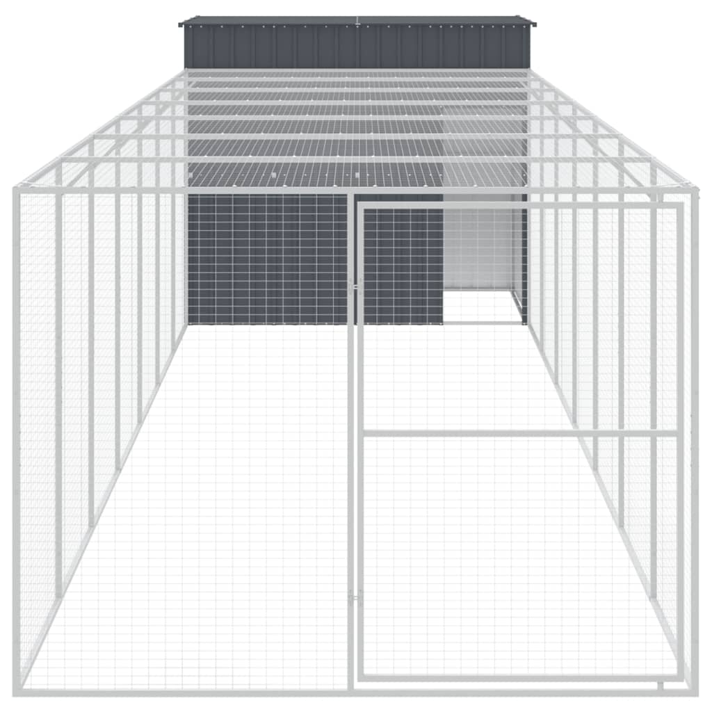 Casetta Cani con Corsa Antracite 214x865x181 cm Acciaio Zincato - homemem39