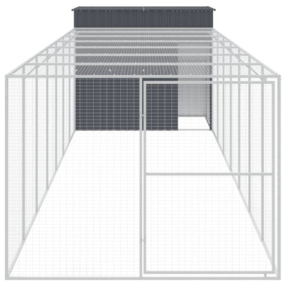 Casetta Cani con Corsa Antracite 214x865x181 cm Acciaio Zincato - homemem39