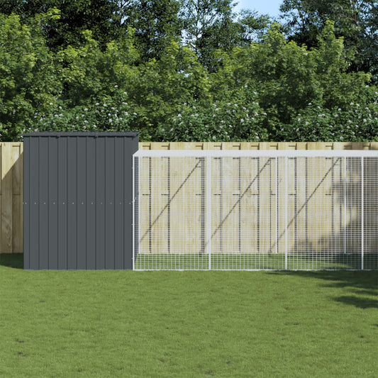Casetta Cani con Corsa Antracite 214x1273x181cm Acciaio Zincato