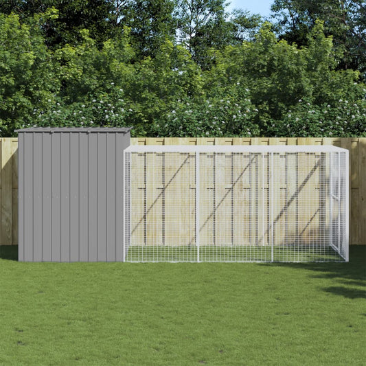 Casetta Cani Corsa Grigio Chiaro 214x457x181 cm Acciaio Zincato