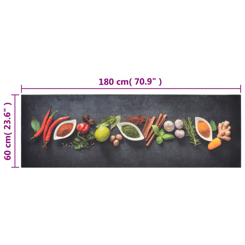 Tappeto da Cucina Lavabile Spezie 60x180 cm Velluto - homemem39