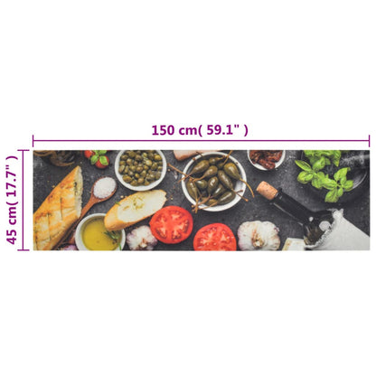 Tappeto da Cucina Lavabile Vino e Cena 45x150 cm Velluto - homemem39