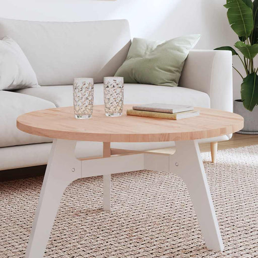 Piano per Tavolo Ø80x2,5 cm Rotondo in Legno Massello di Faggio