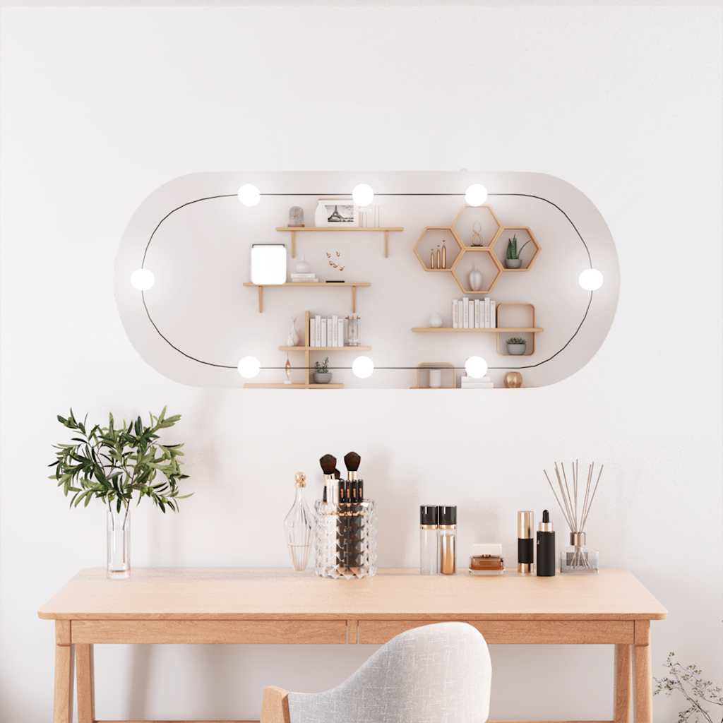 Specchio da Parete con Luci LED 25x60 cm Vetro Ovale - homemem39