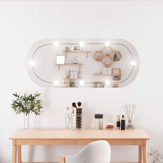 Specchio da Parete con Luci LED 25x60 cm Vetro Ovale - homemem39