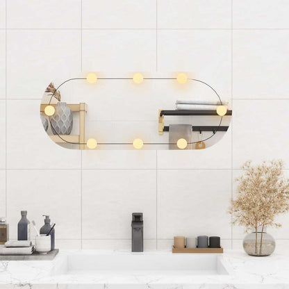 Specchio da Parete con Luci LED 30x70 cm Vetro Ovale - homemem39