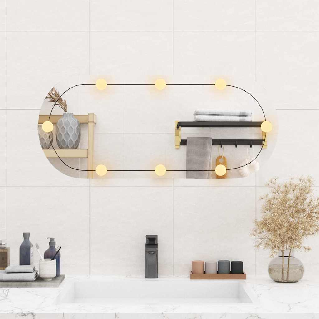 Specchio da Parete con Luci LED 35x80 cm Vetro Ovale - homemem39
