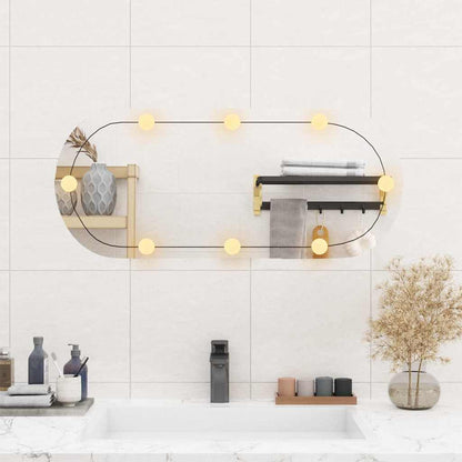 Specchio da Parete con Luci LED 35x80 cm Vetro Ovale - homemem39