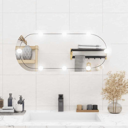 Specchio da Parete con Luci LED 35x80 cm Vetro Ovale - homemem39