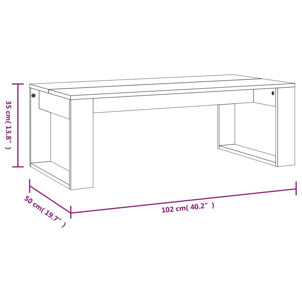 Tavolino da Salotto Rovere Sonoma 102x50x35cm Legno Multistrato | homemem39