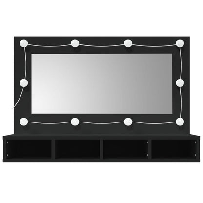 Mobile a Specchio con LED Nero 90x31,5x62 cm - homemem39