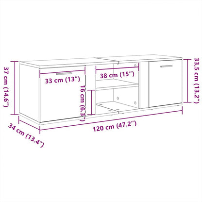 Mobile Porta TV Rovere Fumo 120x34x37 cm Legno Multistrato | homemem39