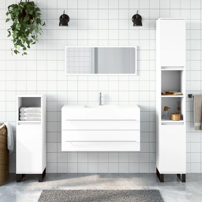 Mobile da Bagno con Specchio Bianco in Legno Multistrato - homemem39