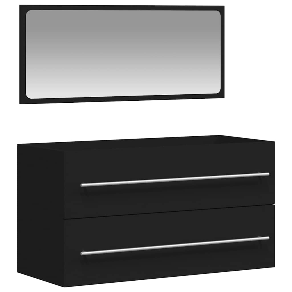 Mobile da Bagno con Specchio Nero in Legno Multistrato | homemem39