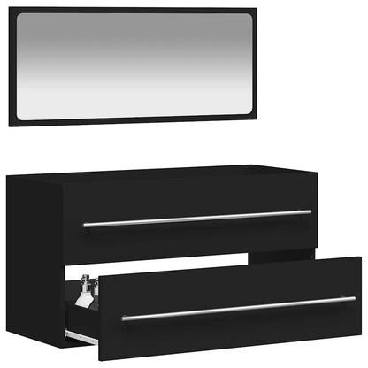 Mobile da Bagno con Specchio Nero in Legno Multistrato | homemem39