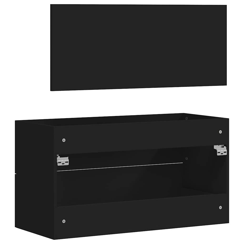 Mobile da Bagno con Specchio Nero in Legno Multistrato | homemem39