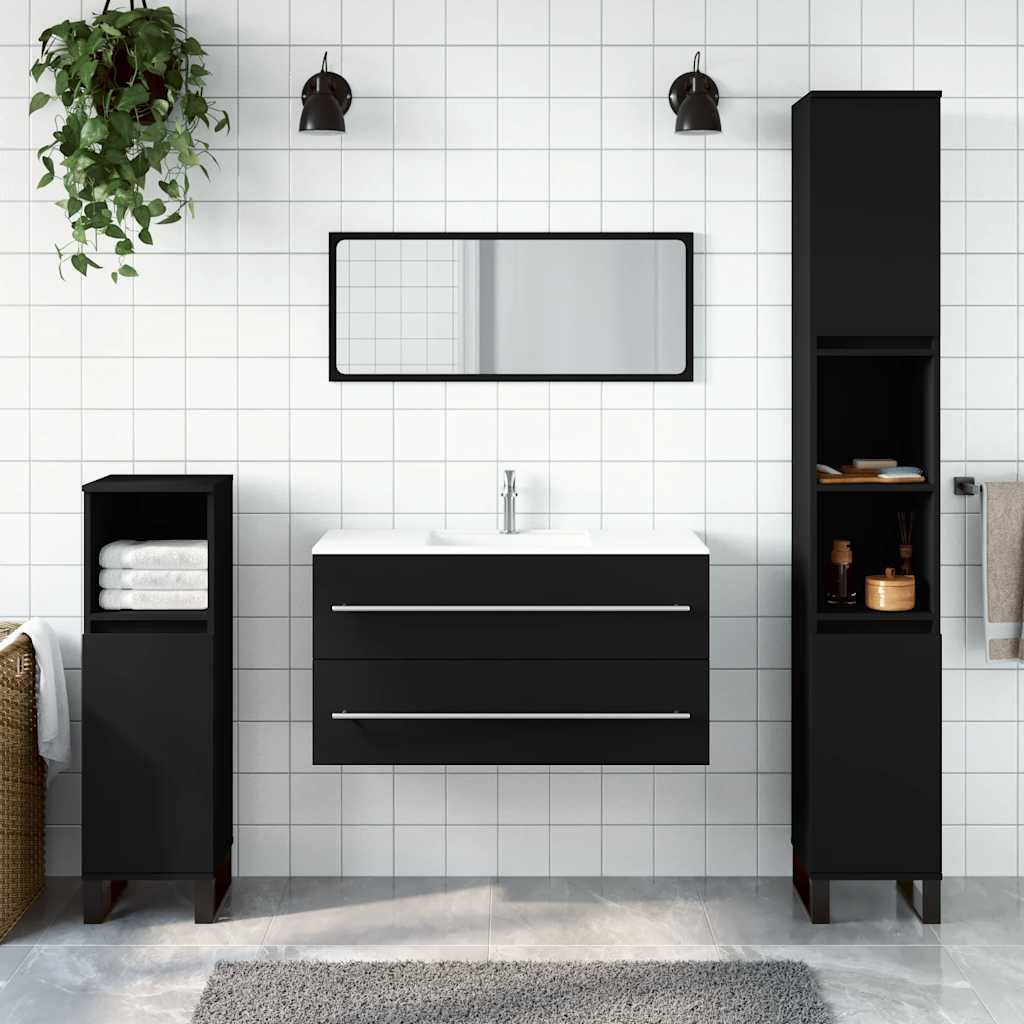 Mobile da Bagno con Specchio Nero in Legno Multistrato | homemem39