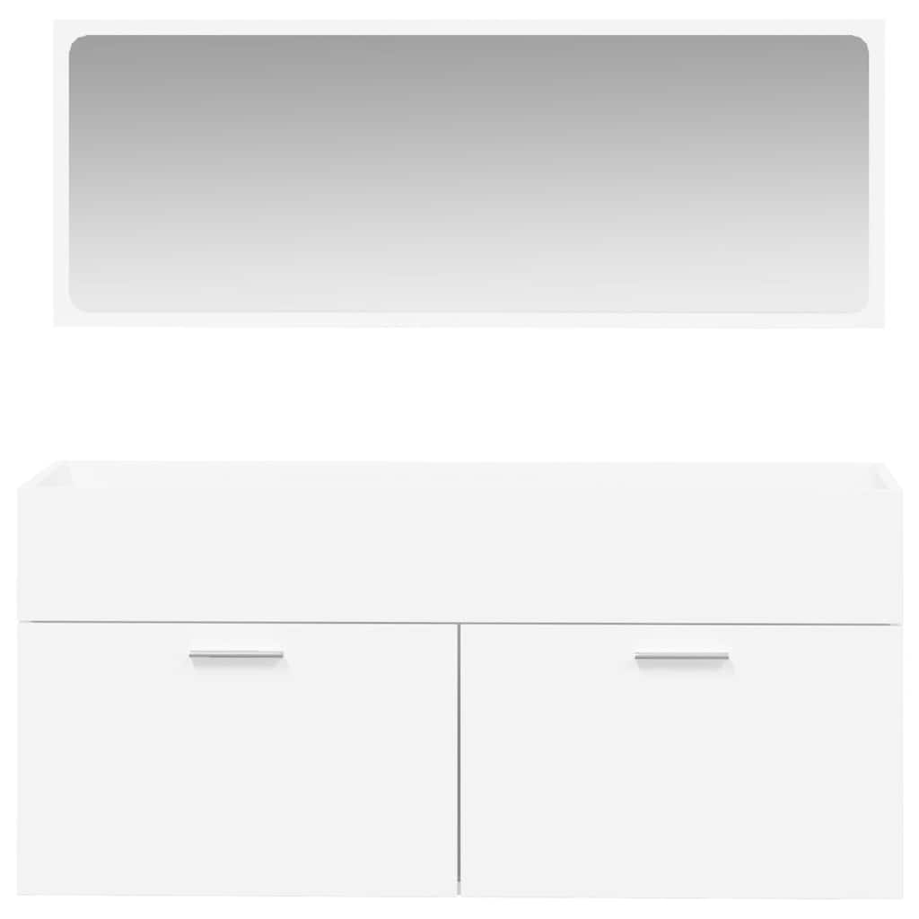 Mobile da Bagno con Specchio Bianco in Legno Multistrato | homemem39