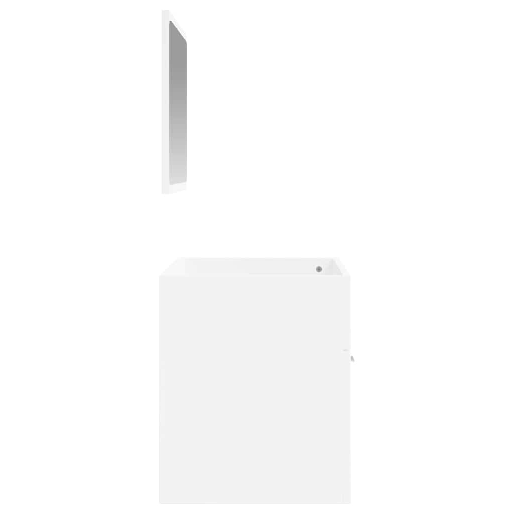 Mobile da Bagno con Specchio Bianco in Legno Multistrato | homemem39