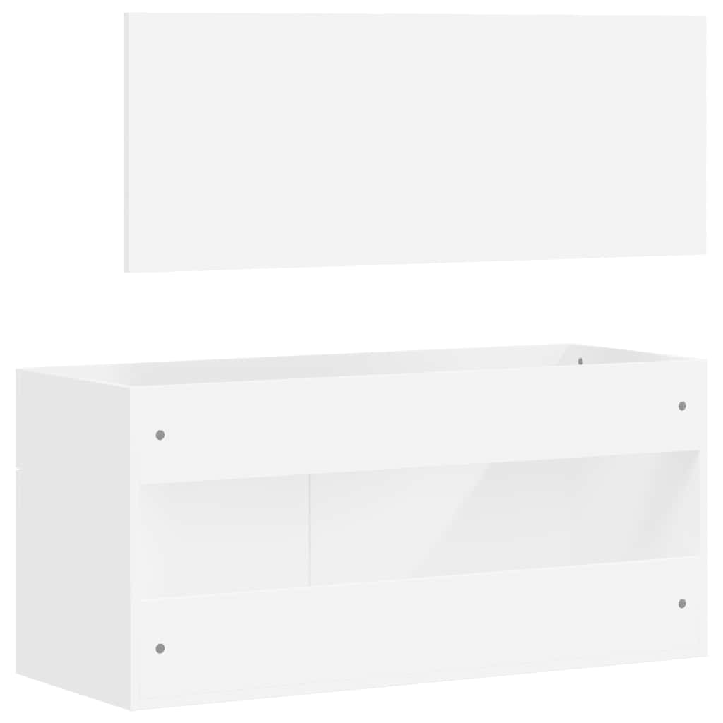 Mobile da Bagno con Specchio Bianco in Legno Multistrato | homemem39