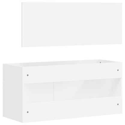 Mobile da Bagno con Specchio Bianco in Legno Multistrato | homemem39