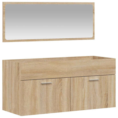 Mobile da Bagno con Specchio Rovere Sonoma in Legno Multistrato | homemem39