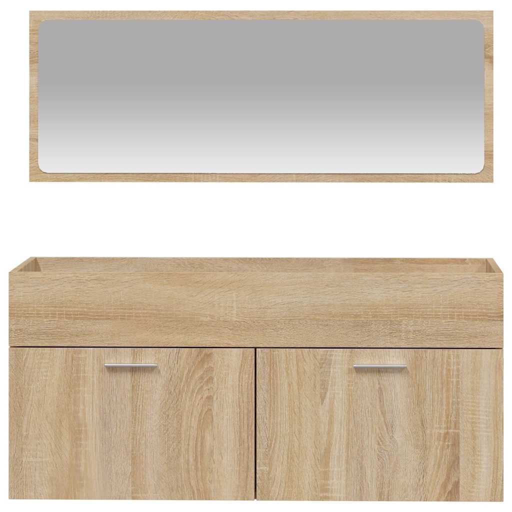 Mobile da Bagno con Specchio Rovere Sonoma in Legno Multistrato | homemem39