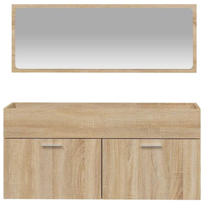 Mobile da Bagno con Specchio Rovere Sonoma in Legno Multistrato | homemem39