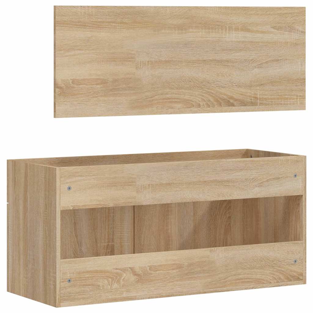 Mobile da Bagno con Specchio Rovere Sonoma in Legno Multistrato | homemem39