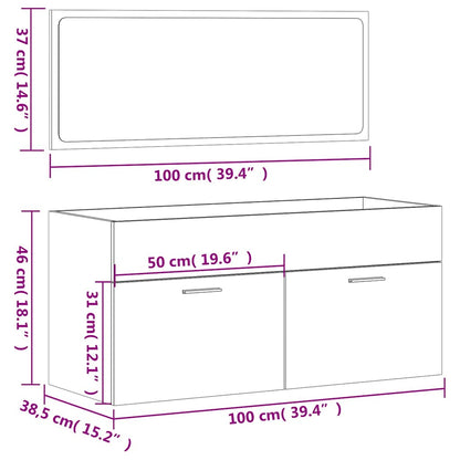 Mobile da Bagno con Specchio Rovere Sonoma in Legno Multistrato | homemem39