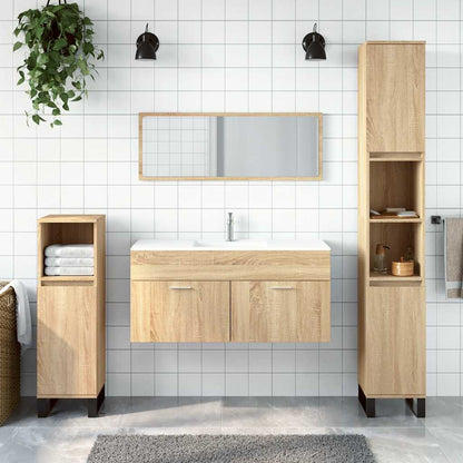 Mobile da Bagno con Specchio Rovere Sonoma in Legno Multistrato | homemem39
