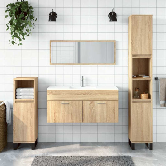Mobile da Bagno con Specchio Rovere Sonoma in Legno Multistrato | homemem39
