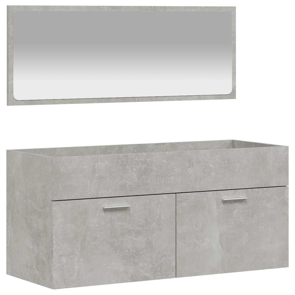 Mobile da Bagno con Specchio Grigio Cemento Legno Multistrato | homemem39