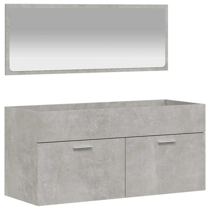 Mobile da Bagno con Specchio Grigio Cemento Legno Multistrato | homemem39
