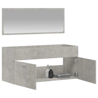 Mobile da Bagno con Specchio Grigio Cemento Legno Multistrato | homemem39