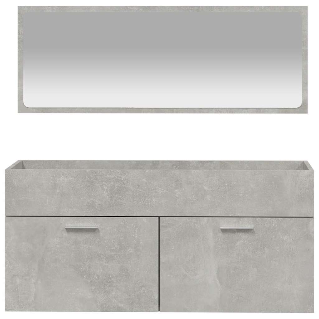 Mobile da Bagno con Specchio Grigio Cemento Legno Multistrato | homemem39