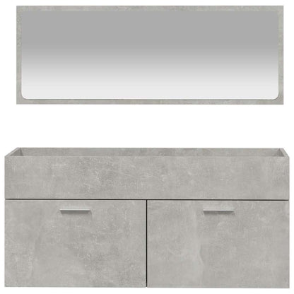 Mobile da Bagno con Specchio Grigio Cemento Legno Multistrato | homemem39