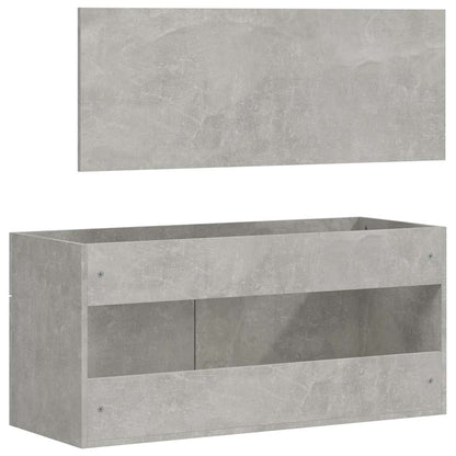 Mobile da Bagno con Specchio Grigio Cemento Legno Multistrato | homemem39