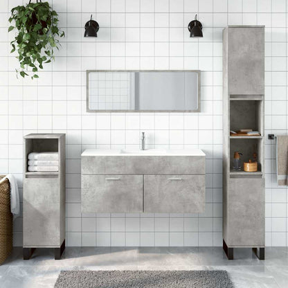 Mobile da Bagno con Specchio Grigio Cemento Legno Multistrato | homemem39