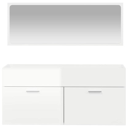 Mobile da Bagno con Specchio Bianco Lucido in Legno Multistrato | homemem39