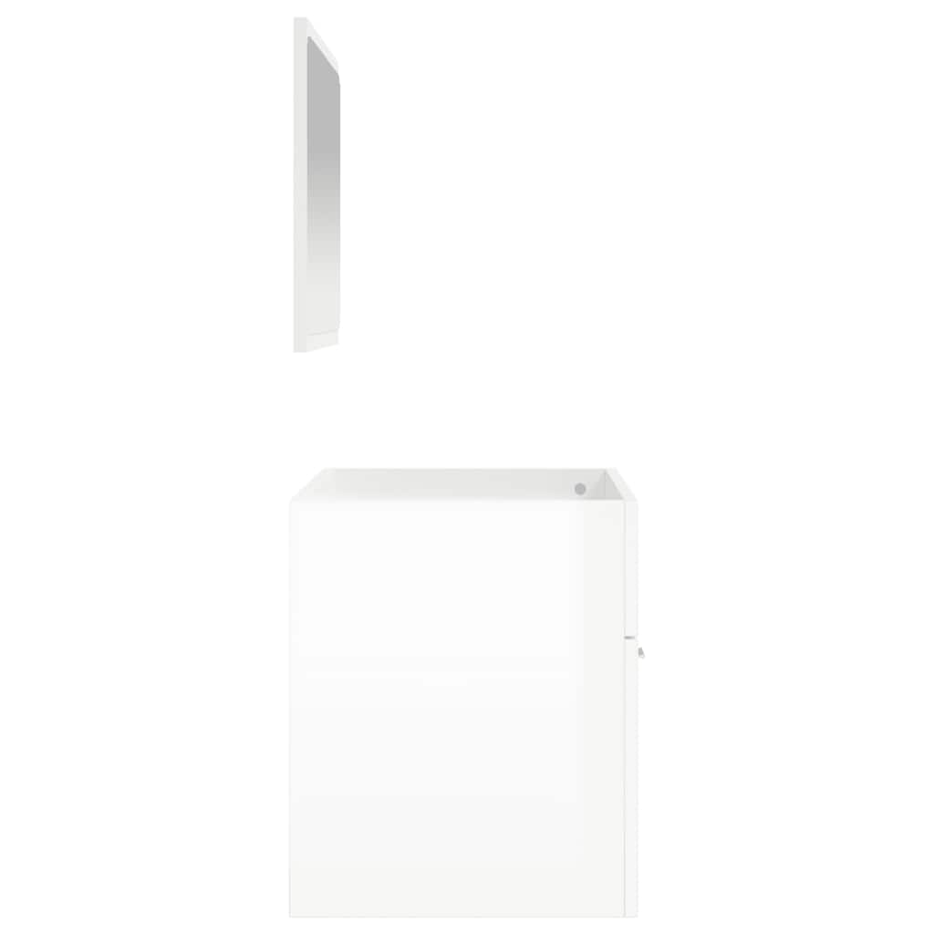 Mobile da Bagno con Specchio Bianco Lucido in Legno Multistrato | homemem39