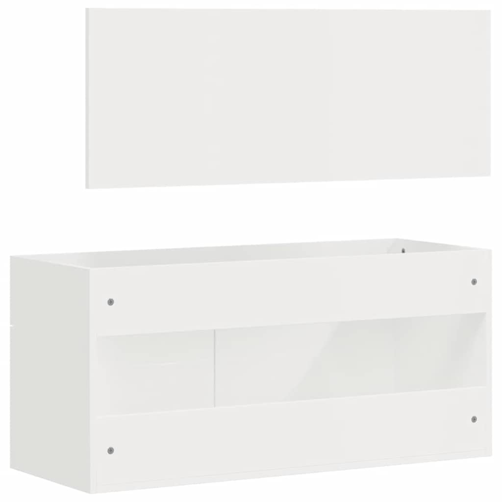 Mobile da Bagno con Specchio Bianco Lucido in Legno Multistrato | homemem39