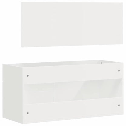 Mobile da Bagno con Specchio Bianco Lucido in Legno Multistrato | homemem39