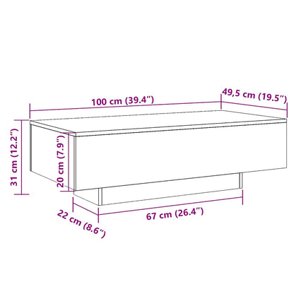 Tavolino da Salotto Bianco 100x49,5x31 cm in Legno Multistrato | homemem39