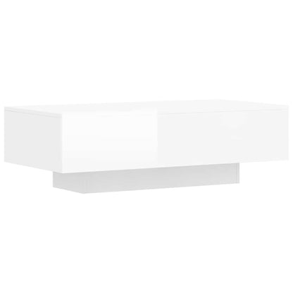 Tavolino Salotto Bianco Lucido 100x49,5x31 cm Legno Multistrato