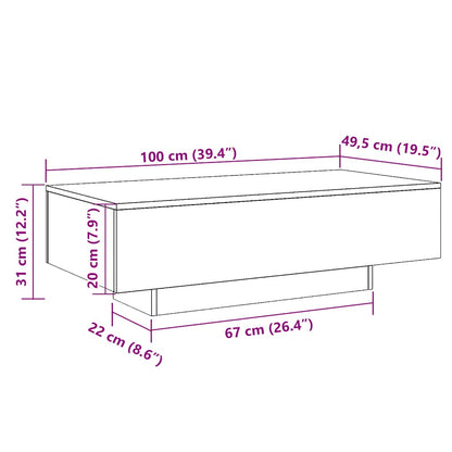 Tavolino da Salotto Rovere Fumo 100x49,5x31cm Legno Multistrato | homemem39