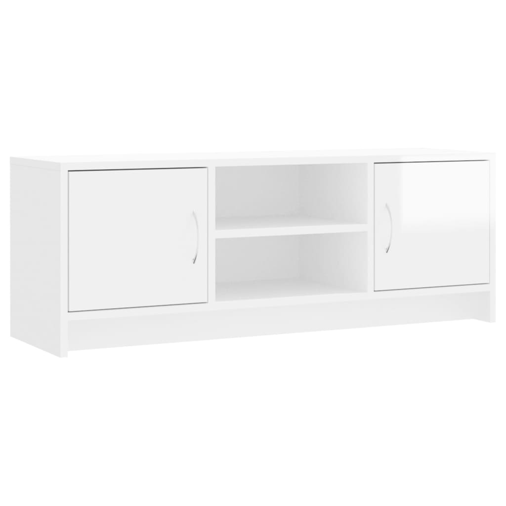 Mobile Porta TV Bianco Lucido 102x30x37,5 cm Legno Multistrato - homemem39