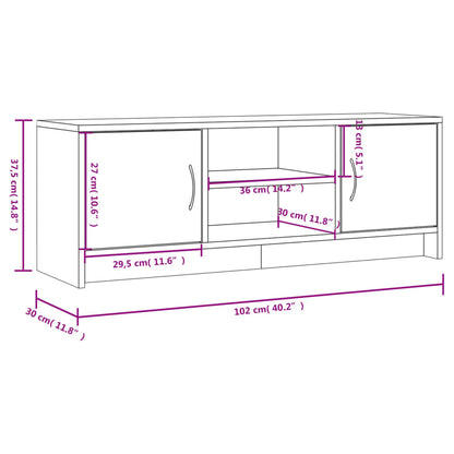 Mobile TV Rovere Fumo 102x30x37,5 cm in Legno Multistrato