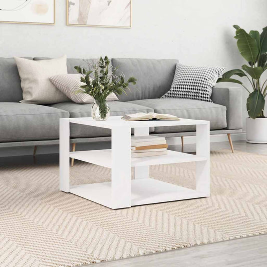 Tavolino da Salotto Bianco 58x58x40 cm in Legno Multistrato | homemem39