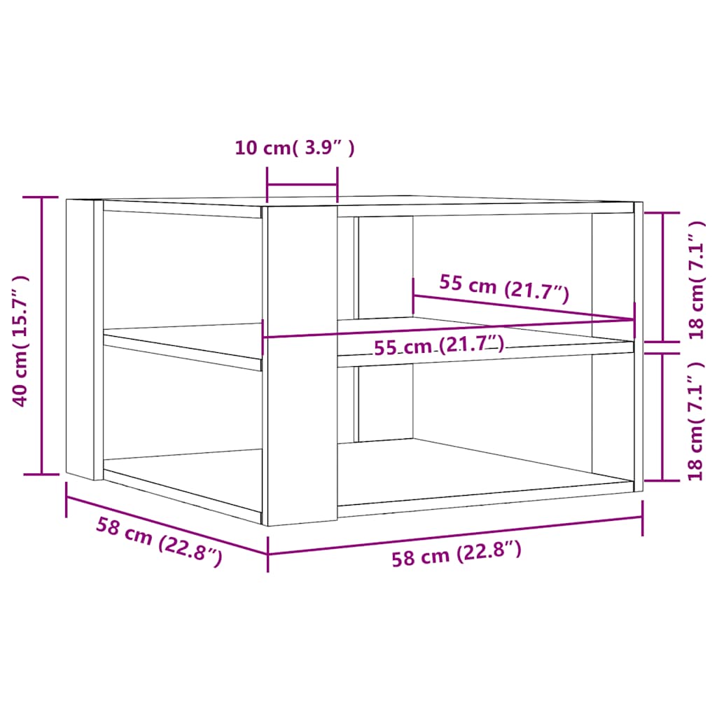 Tavolino da Salotto Nero 58x58x40 cm in Legno Multistrato | homemem39